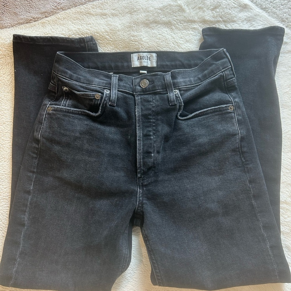Agolde Black Straight Leg Women's Jeans riley crop - Picture 5 of 7